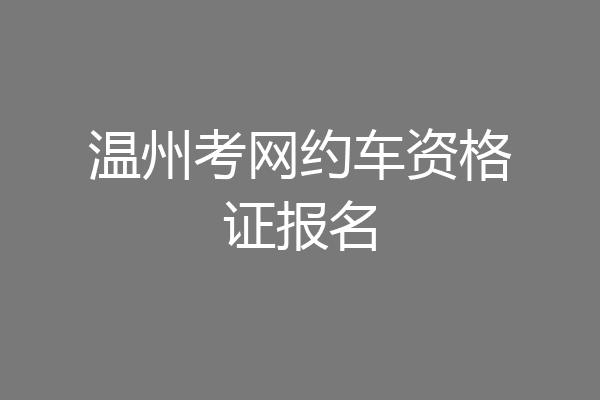 温州考网约车资格证报名