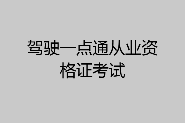 驾驶一点通从业资格证考试