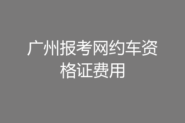 广州报考网约车资格证费用