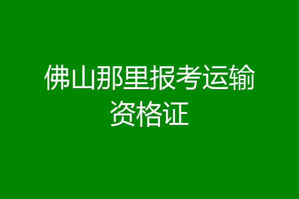 佛山那里报考运输资格证