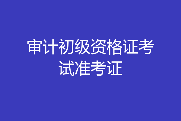 审计初级资格证考试准考证