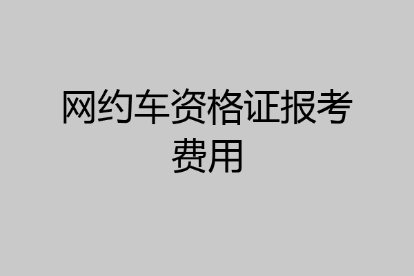 网约车资格证报考费用
