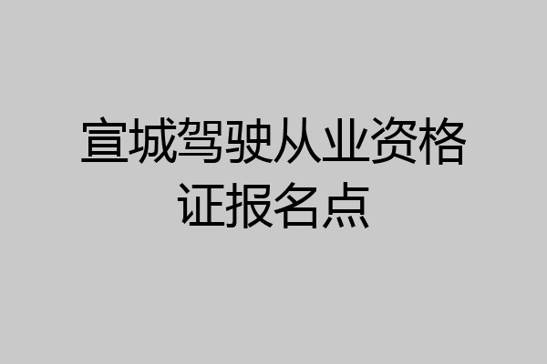 宣城驾驶从业资格证报名点