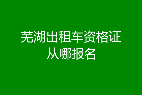 芜湖出租车资格证从哪报名