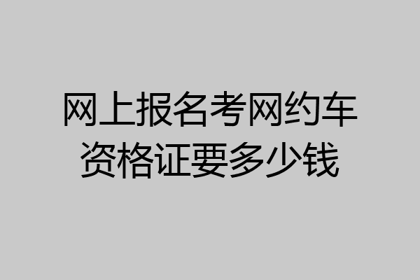 网上报名考网约车资格证要多少钱