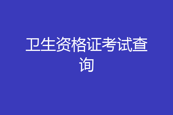 卫生资格证考试查询