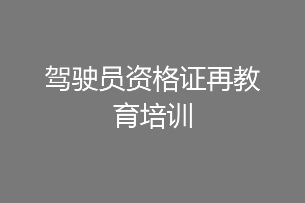 驾驶员资格证再教育培训