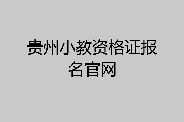 贵州小教资格证报名官网