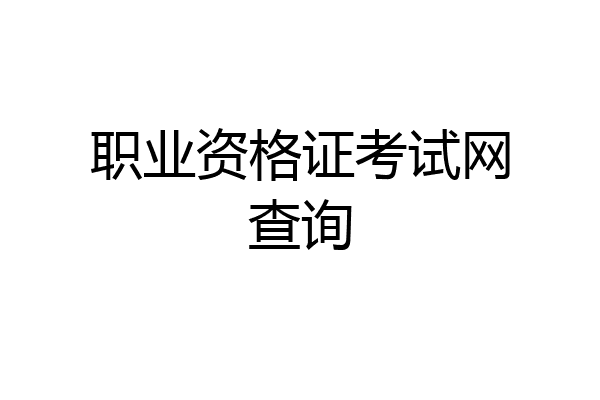职业资格证考试网查询