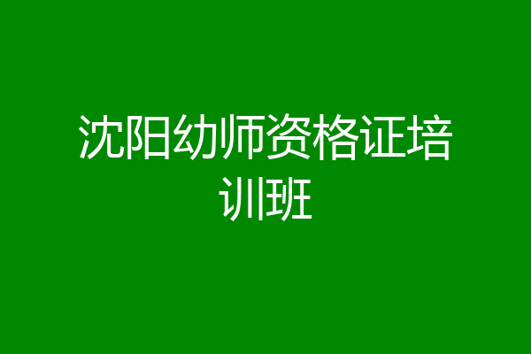 沈阳幼师资格证培训班