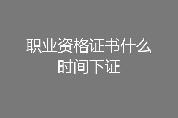 职业资格证书什么时间下证