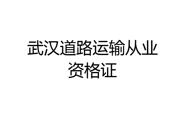武汉道路运输从业资格证