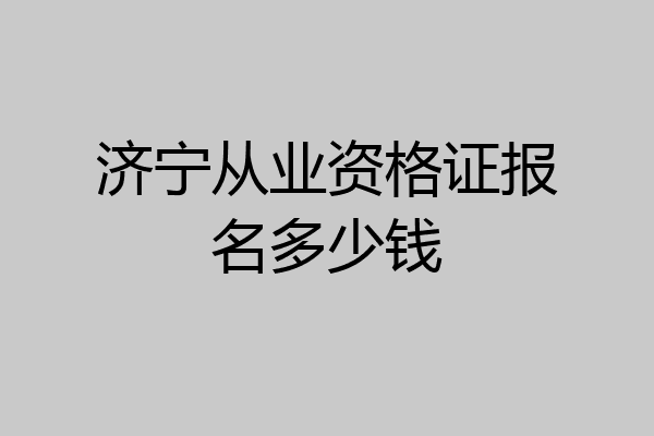 济宁从业资格证报名多少钱