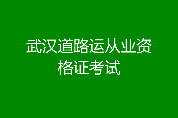 武汉道路运从业资格证考试