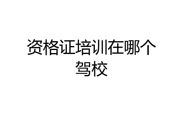 资格证培训在哪个驾校