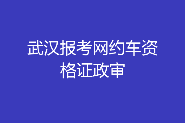 武汉报考网约车资格证政审