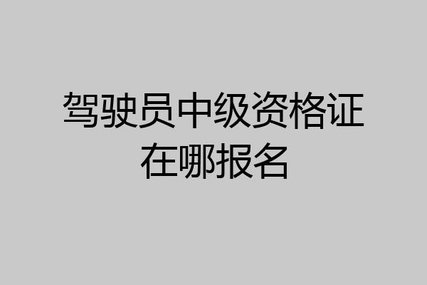 驾驶员中级资格证在哪报名