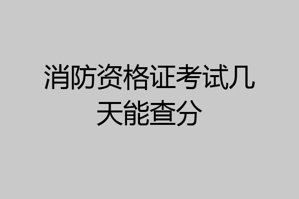消防资格证考试几天能查分