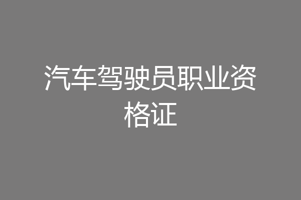 汽车驾驶员职业资格证
