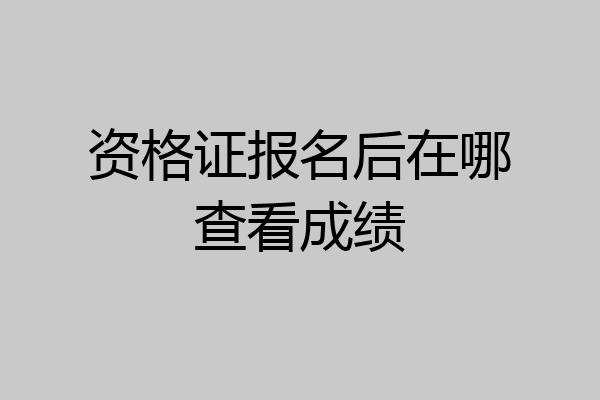 资格证报名后在哪查看成绩