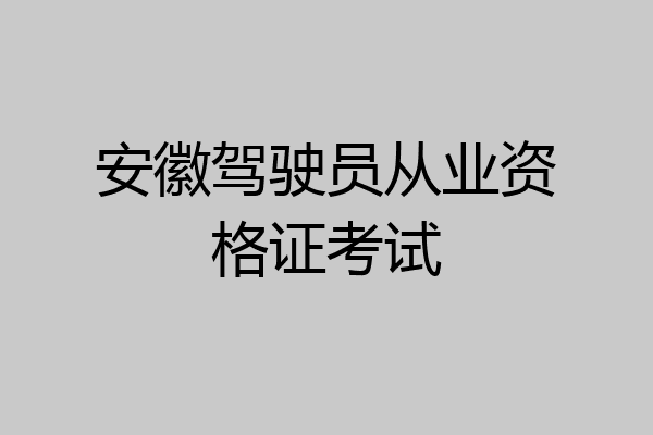 安徽驾驶员从业资格证考试