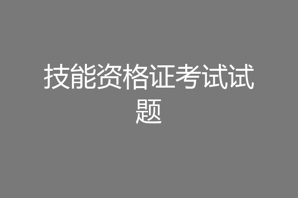 技能资格证考试试题