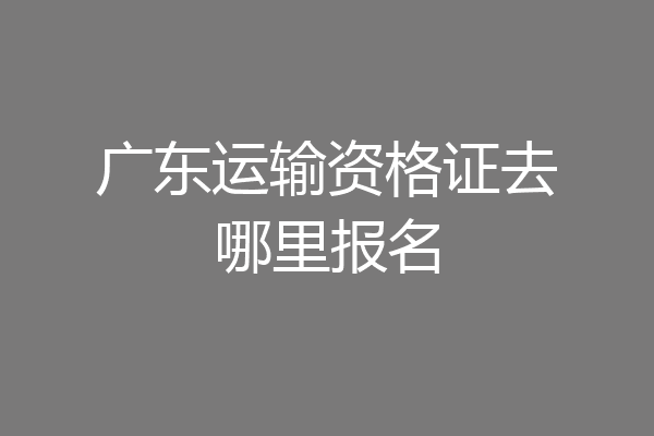 广东运输资格证去哪里报名