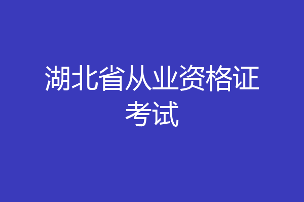 湖北省从业资格证考试
