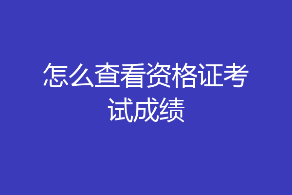 怎么查看资格证考试成绩