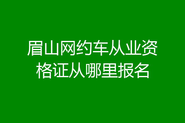 眉山网约车从业资格证从哪里报名