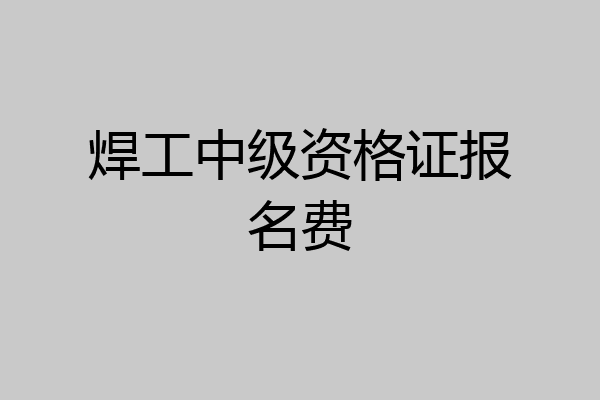 焊工中级资格证报名费