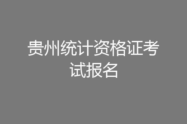 贵州统计资格证考试报名