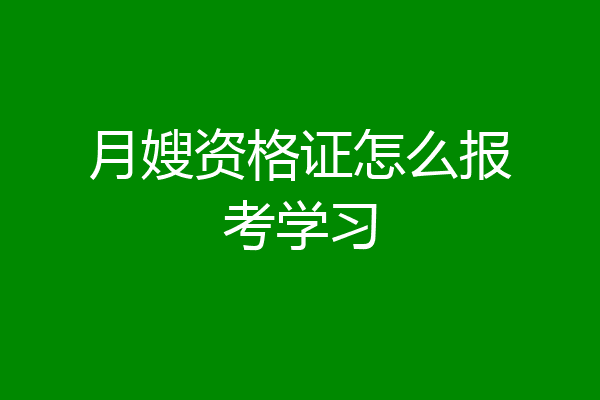 月嫂资格证怎么报考学习
