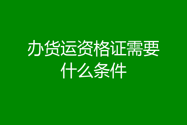 办货运资格证需要什么条件