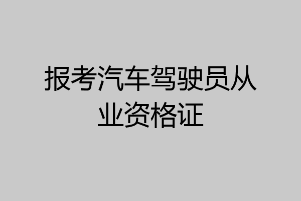 报考汽车驾驶员从业资格证