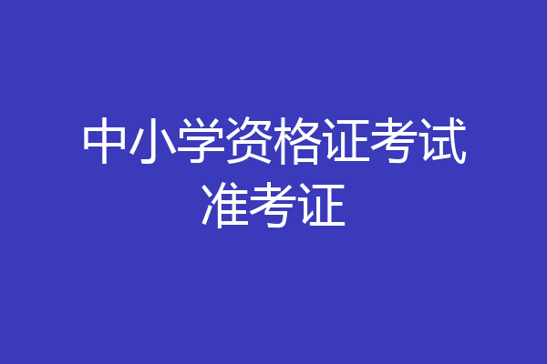 中小学资格证考试准考证