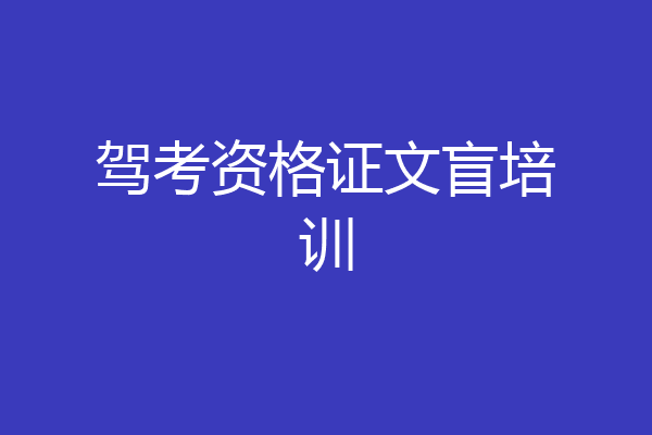 驾考资格证文盲培训