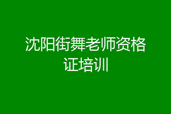 沈阳街舞老师资格证培训