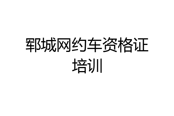 郓城网约车资格证培训