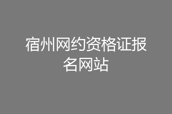 宿州网约资格证报名网站