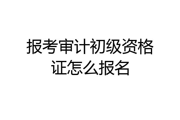 报考审计初级资格证怎么报名