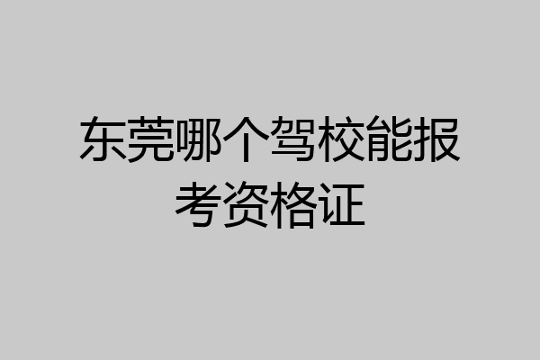 东莞哪个驾校能报考资格证