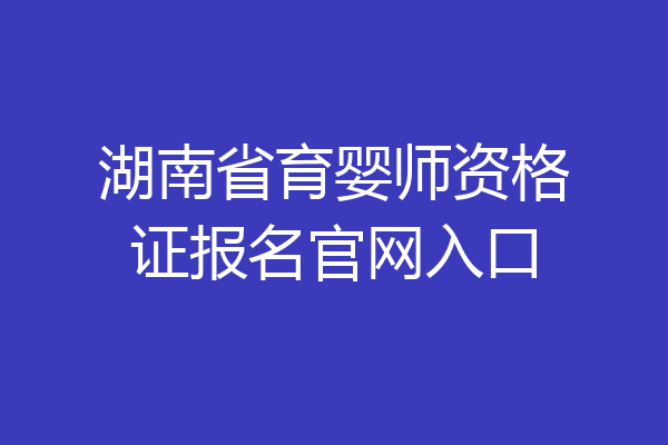 湖南省育婴师资格证报名官网入口