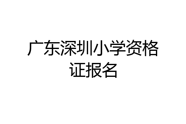 广东深圳小学资格证报名