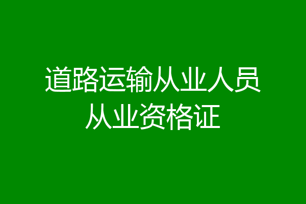道路运输从业人员从业资格证