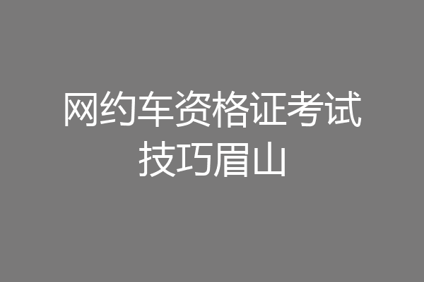 网约车资格证考试技巧眉山