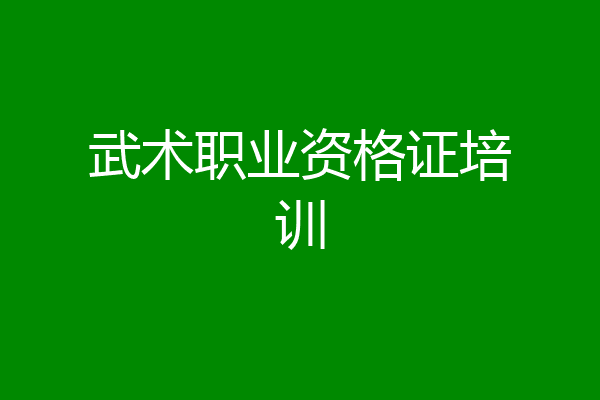 武术职业资格证培训