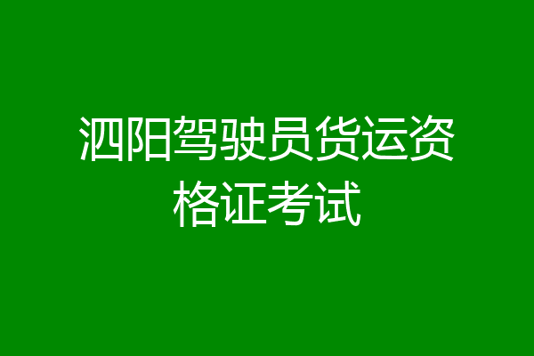 泗阳驾驶员货运资格证考试