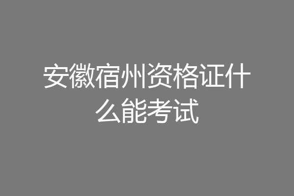安徽宿州资格证什么能考试
