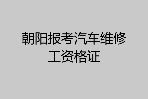 朝阳报考汽车维修工资格证